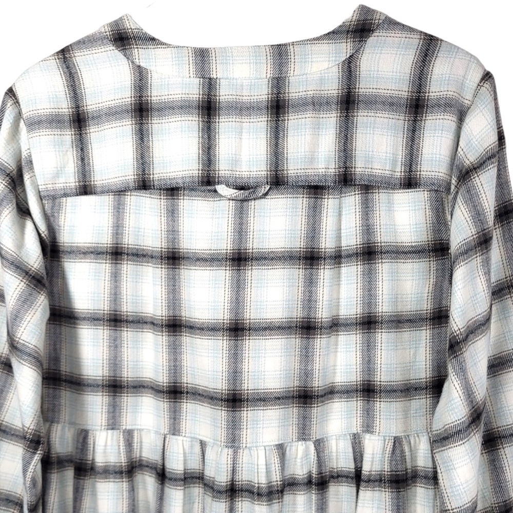 Madewell Cotton Button Up Flannel Plaid Midi Dress in Blue Multicolor - Picture 11 of 15